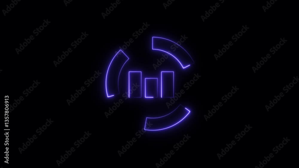 Glowing Neon Chart Icon, Data Visualization and Graph Symbol, HD Video Motion Graphic Animation on Black Background Glowing Neon Chart Icon, Data Visualization and Graph Symbol, HD Video Motion Graphic Animation on Black Background