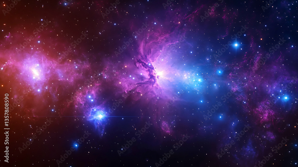 Naklejka premium Colorful nebula filled with stars in deep space viewed from afar