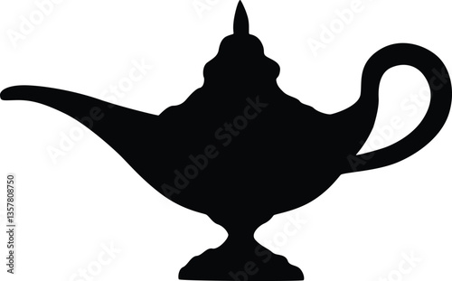 Mystical Genie Lamp Silhouette with a Dreamy and Enigmatic Presence