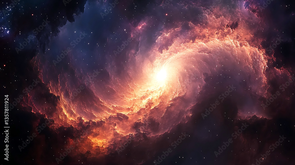 Fototapeta premium Nebula swirling with vibrant colors in deep space at the edge of the universe