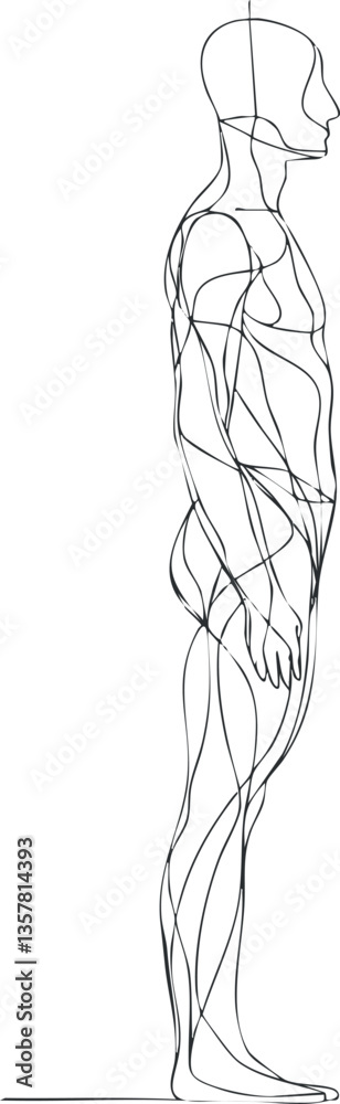 Outline of a human body side view diagram for educational purposes.