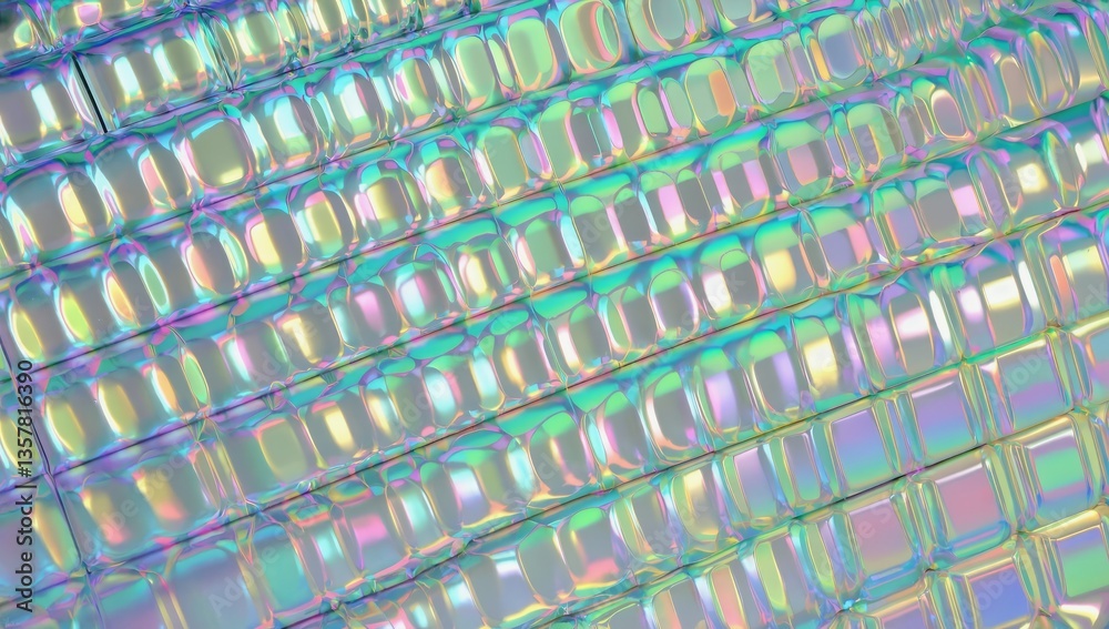 Fototapeta premium Colorful abstract background with shimmering reflections and geometric patterns illuminated by soft light