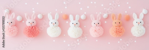 A collection of small stuffed animals arranged neatly against a vibrant pink background, showcasing their colorful designs and playful expressions.