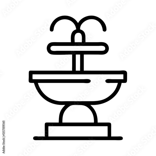 Minimalist fountain illustration in black outline style  