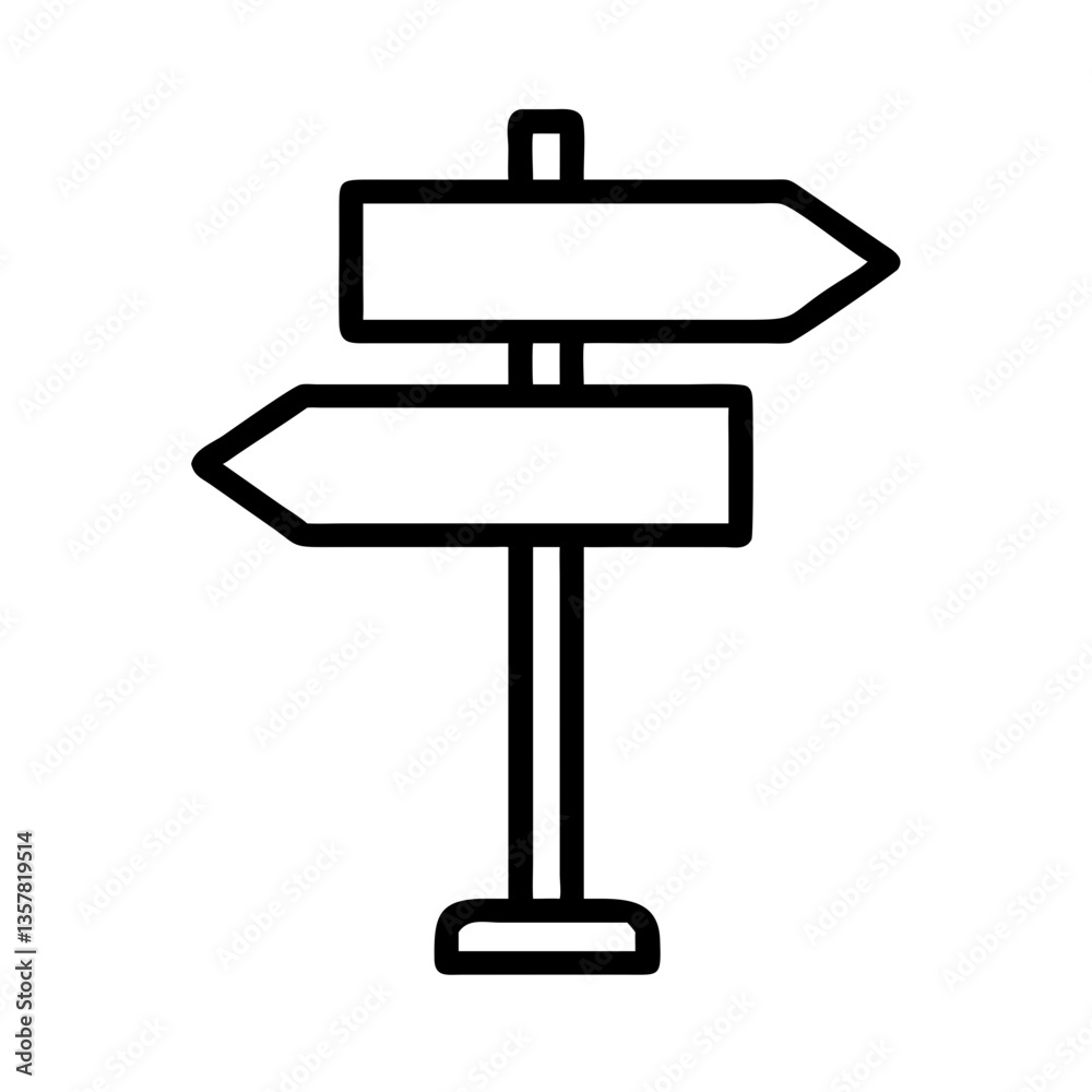 Directional Signpost Icon in Minimalist Style Directional Signpost Icon in Minimalist Style