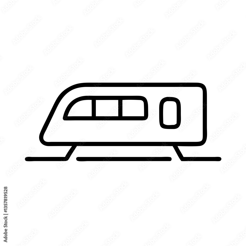 Subway Train Icon in Simple Line Art Style