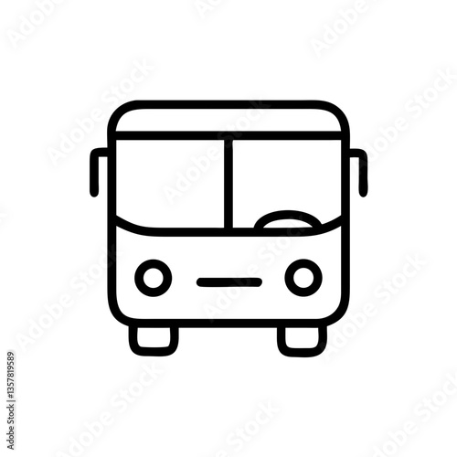 Simple Black Bus Icon on White Background  