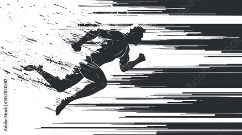 Abstract silhouette of a running man with dynamic speed lines, conveying motion, energy, and modern athletic performance.