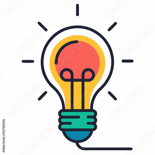 new, unique, Premium Vector | Light bulb line colourful vector illustration Electric lamp icon, Adobe Illustrator Artwork