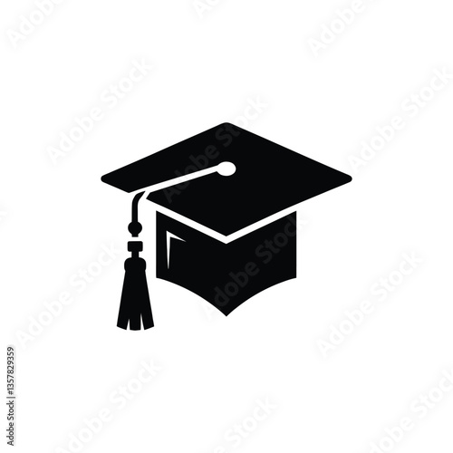 Wallpaper Mural Black Graduation Cap with Tassel – Academic Achievement and Success Icon Torontodigital.ca
