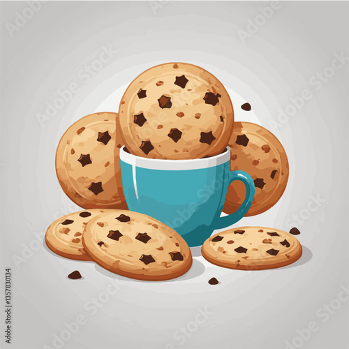 dessert, cookie, food, biscuit, sweet, bakery, background, chocolate, delicious, snack, homemade, brown, isolated, candy, pastry, cake, bake, chip, tasty, breakfast, fresh, treat, closeup, sugar, vect