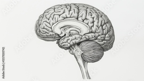anatomical illustration of human brain structures and complex design