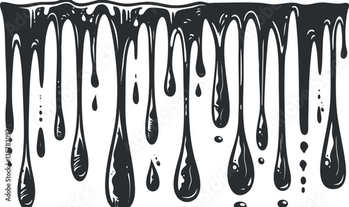 Abstract black and white dripping liquid art design illustration.