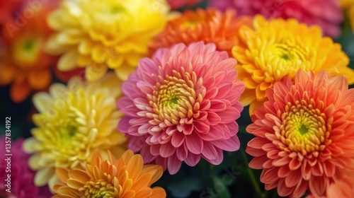 Chrysanthemums in full bloom. Generative AI