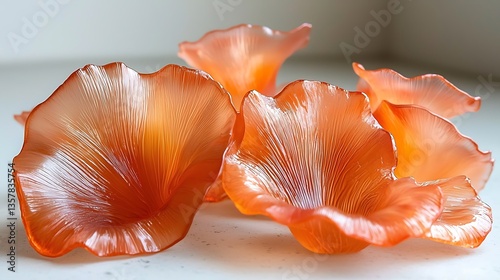 Orange Decorative Glass Flowers in Elegant Arrangement on Bright Background