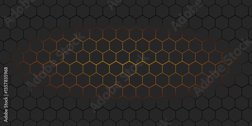 Hexagonal abstract metal background with light