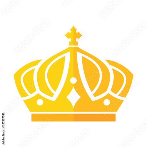 Golden crown icon with gold design symbol for royal award or decoration
