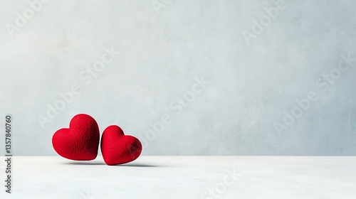 Red Hearts Minimalist Studio Background.