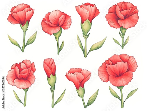 Red Carnations Floral Collection.