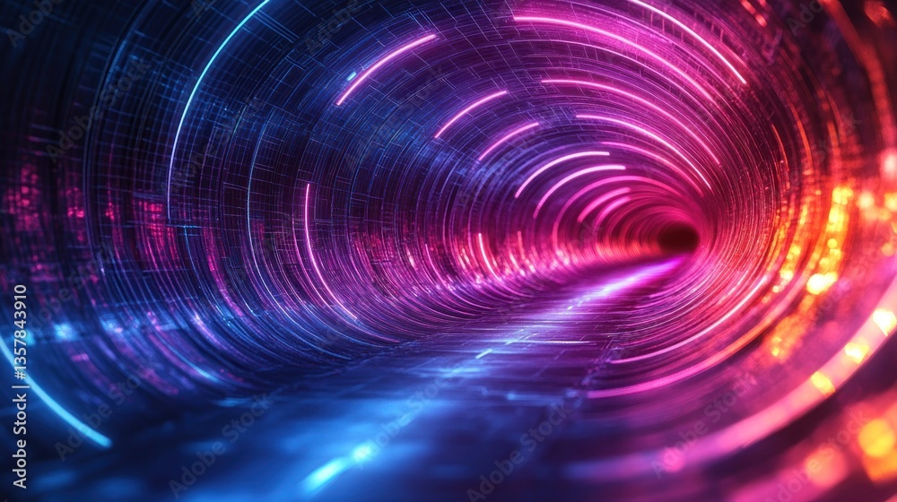 Neon Tunnel: A Digital Vortex of Light and Color Neon Tunnel: A Digital Vortex of Light and Color