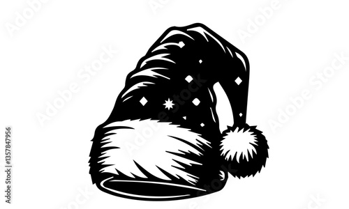 Closeup On Santa Hat Vector Silhouette Images