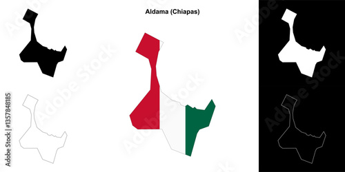 Aldama municipality (Chiapas) outline map set