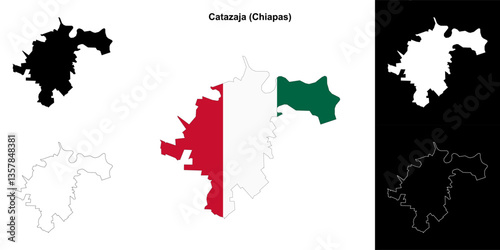 Catazaja municipality (Chiapas) outline map set