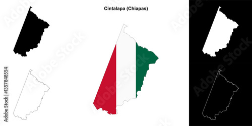 Cintalapa municipality (Chiapas) outline map set
