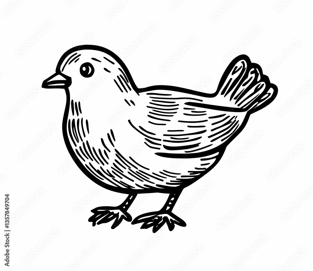 Fototapeta premium Minimalist Vintage Line Art of a Bird