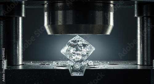 Diamond Under Pressure: Close-Up of Gem Cracking, Symbolizing Strength and Vulnerability.
