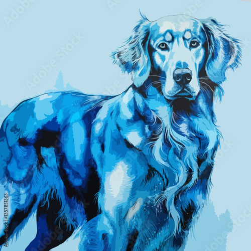 Blue Dog left behind watercolor artwork illustration vector