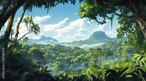 Fototapeta Naklejka Na Ścianę i Meble -  Rain forest landscape Ranomafana Madagascar 