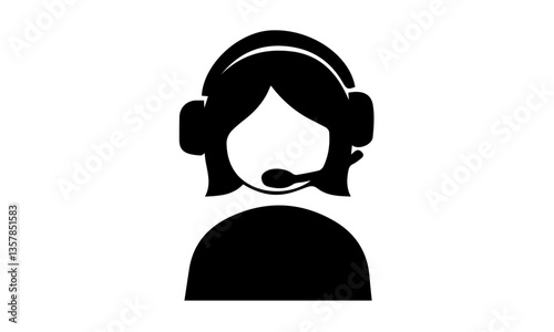 girl with headphones, Helpline Vector Icon