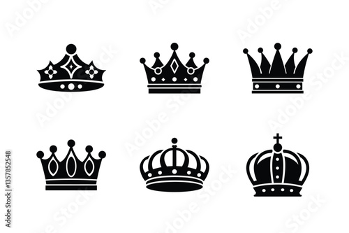 Royal crown vector icon symbol vintage design emblem collection
