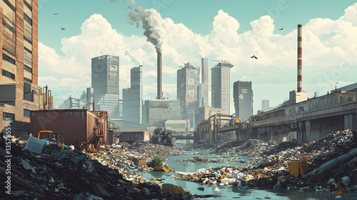 A zero-waste city powered by intelligent machines and AI algorithms that sort, recycle, and repurpose waste materials into sustainable resources.