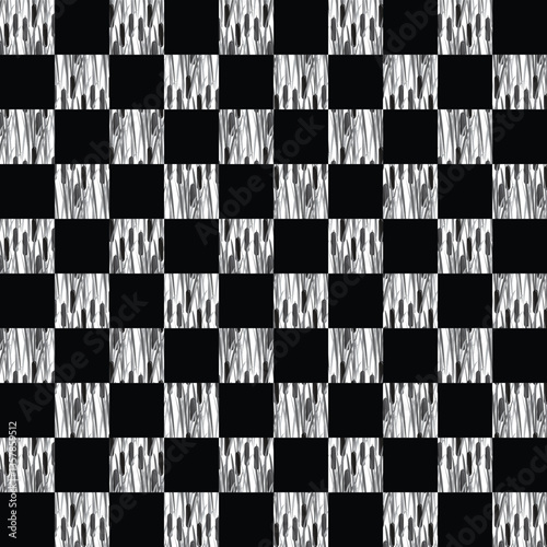Black and white chessboard with checkered pattern and square tiles