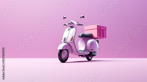 Delivery scooter on plain background, ecommerce delivery transportation concept