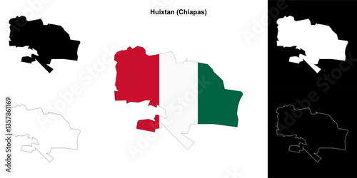 Huixtan municipality (Chiapas) outline map set