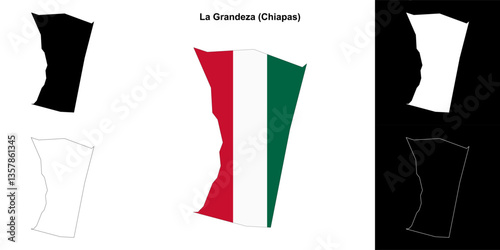 La Grandeza municipality (Chiapas) outline map set