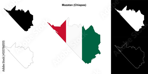 Mazatan municipality (Chiapas) outline map set