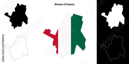 Metapa municipality (Chiapas) outline map set