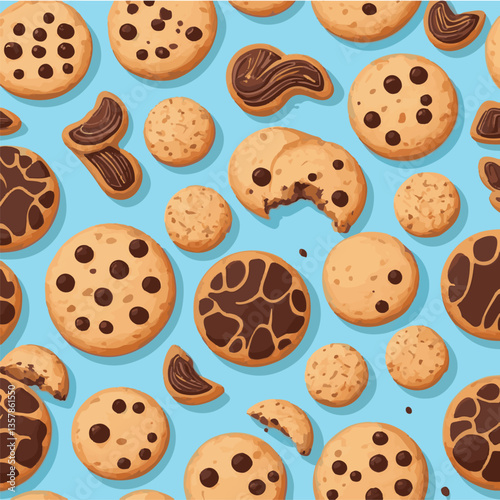 dessert, cookie, food, biscuit, sweet, bakery, background, chocolate, delicious, snack, homemade, brown, isolated, candy, pastry, cake, bake, chip, tasty, breakfast, fresh, treat, closeup, sugar, vect