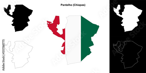 Pantelho municipality (Chiapas) outline map set