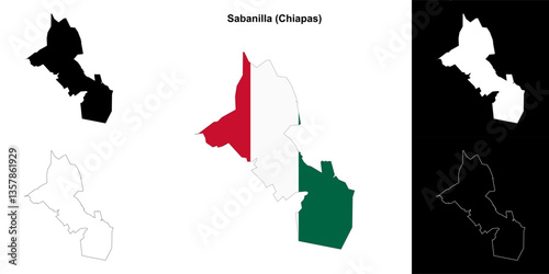 Sabanilla municipality (Chiapas) outline map set