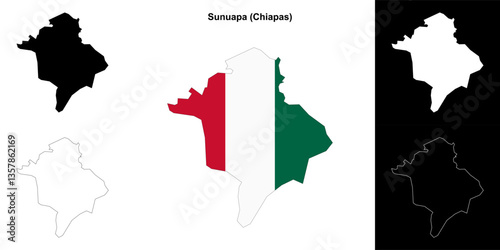 Sunuapa municipality (Chiapas) outline map set