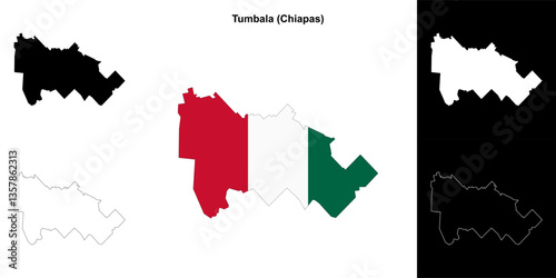 Tumbala municipality (Chiapas) outline map set