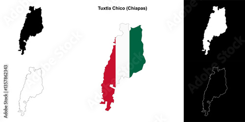 Tuxtla Chico municipality (Chiapas) outline map set