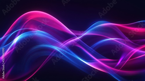 Wallpaper Mural Glowing neon waves of energy flowing in abstract motion, smooth curves and fluid lines in deep electric blue, magenta, and cyan, futuristic and dynamic digital art. Torontodigital.ca