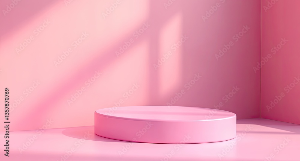 Pink circular podium in a soft light Pink circular podium in a soft light