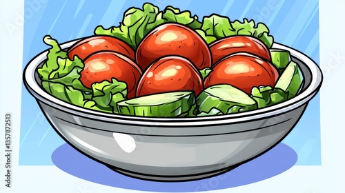 Fresh Salad Bowl with Vibrant Vegetables for Healthy Eating and Culinary Design